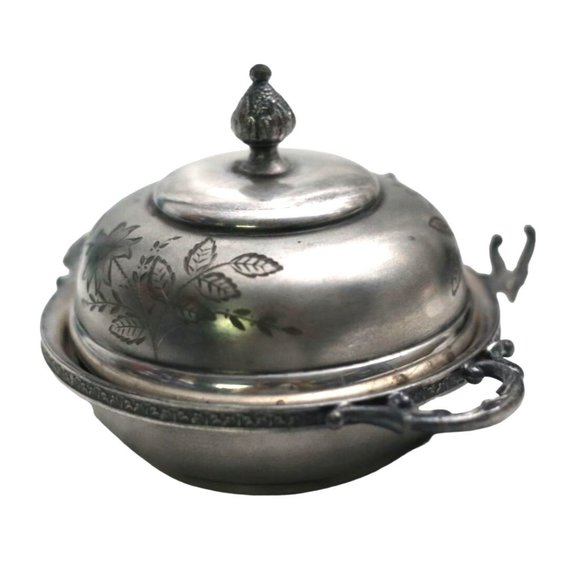 Antique Rockford Silver Co Serving Dish Ornate Silver Plate 904 Missing Strainer - Picture 4 of 8